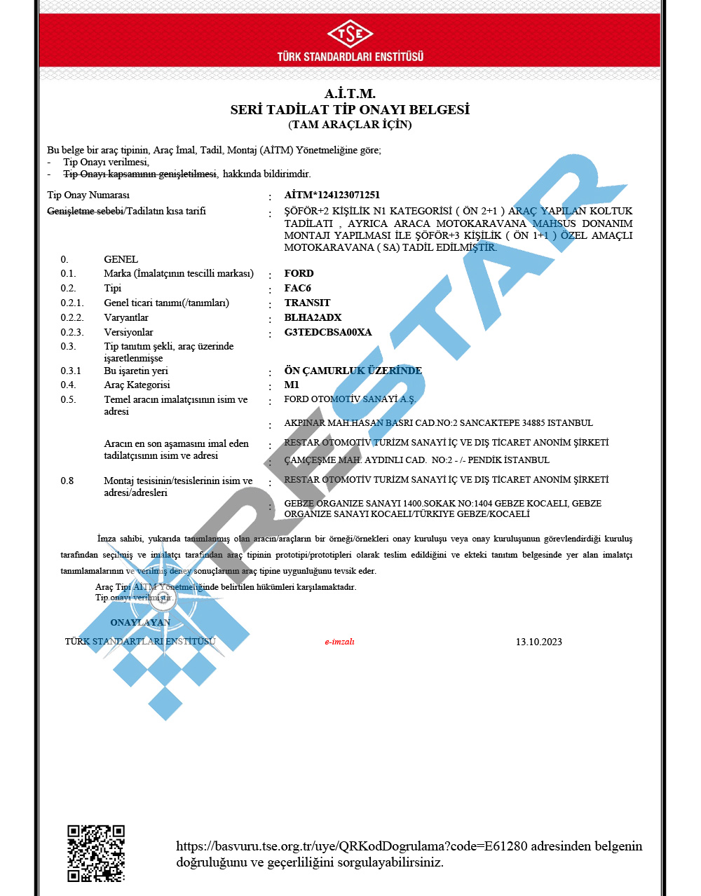 Üretim Uygunluk Belgesi